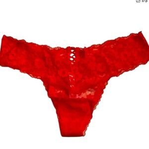 Victorias Secret Red Lace Thong. Sz. L. NWT